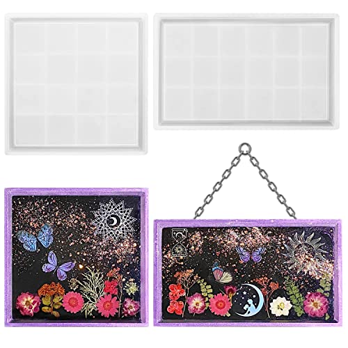 ResinWorld Rectangle Square Tray Mold for Resin, Rolling Tray Mold, Shiny Silicone Tray Resin Mold with Sides, Silicone Plate Mold for Making Sided ResinWorld