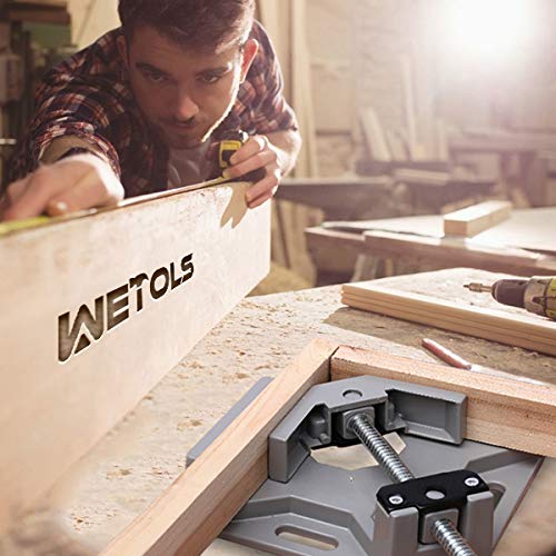 WETOLS Corner Clamp 4pcs - 90 Degree Right Angle Clamp - Single Handle Corner Clamp with Adjustable Swing Jaw Aluminum Alloy, Photo Framing, Tools WETOLS