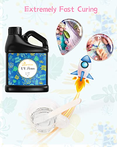 Bsrezn 1000g Bulk UV Resin Hard, Crystal Clear Large UV Cure Epoxy Resin Kit Premixed Resina UV Transparent Solar Activated Glue for Jewelry Making Bsrezn