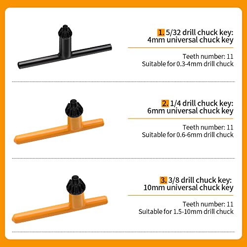 Drill Chuck Key Wrench, 6 Sizes Drill Press Chuck Key Replacement Drill Clamping Wrench Chuck Press Wrench Key for Electric Drill Clamping Tool of 4 Mdvora