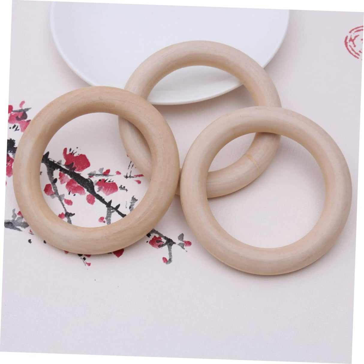 Toyvian 20 Pcs Kids Wooden Toys Kids Educational Toys Baby Kit Unfinished Wooden Rings DIY Baby Teething Ring Rustic Baby Gym Rings Bamboo Baby Toyvian