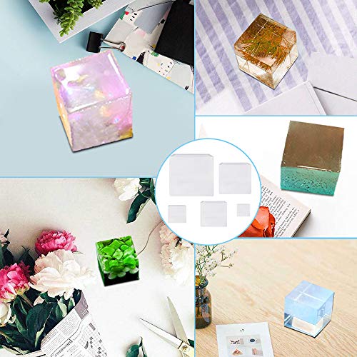 FineGood 5 Pcs Square Resin Molds Epoxy Resin Molds Molds Resin Mold Kit Silicone Resin Mold FineGood