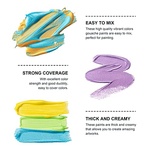 HIMI Metallic Gouache Paints Set, 18 Colors, 30g, 18 US fl oz, X ALIEN FRENS,Non Toxic Paint for Canvas and Paper, Art Supplies for Professionals, HIMI