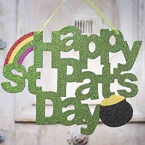 Factory Direct Craft Set of 2 Green Glittery Happy St Pat's Day Sign for Decorating, Parties, and Crafting 14"W x 11"H Factory Direct Craft