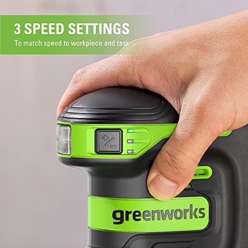 Greenworks 24V Orbital Sander Kit, 5" Random Sander Variable Speed, 2Ah Battery and Charger Included Greenworks