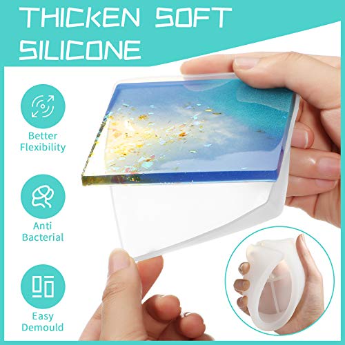 12 Pcs Resin Molds Set Epoxy Coaster Storage Box in Rectangle Round Silicone Casting Mold for Halloween DIY Art Craft Cup Mat Patelai