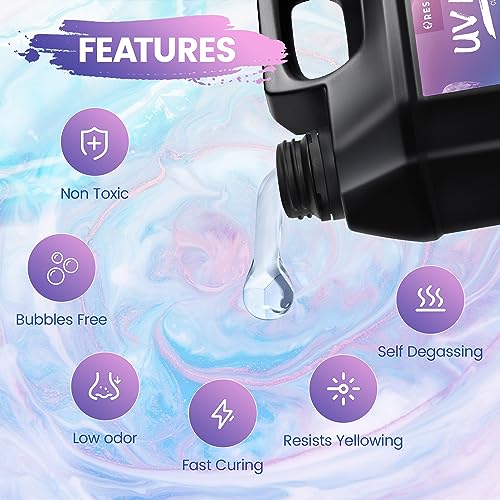 UV Resin 1000g, Upgrade Crystal Clear Hard Ultraviolet Epoxy Resin Glue, Low Odor Transparent Solar Cure Sunlight Activated Resin for Jewelry Making, EPRESINART
