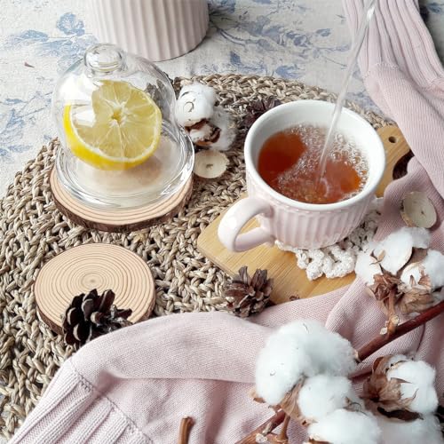 KINJOEK 30 PCS Natural Wood Slices 5.1-5.5 Inch with Bark Unfinished Wood Circles for Coasters DIY Crafts Wedding Decorations Christmas Ornaments KINJOEK