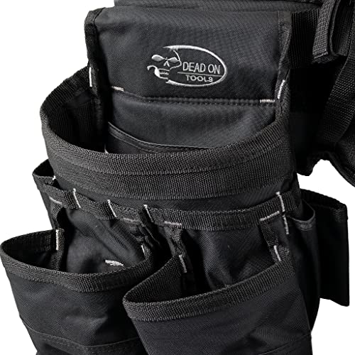 Dead On Tools DO-FR One Size Fits All 2-Bag Carpenter's and Framer's Construction Rig with Suspenders and 24 Pockets in Grey and Black Dead On Tools