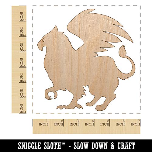 Regal Griffin Fantasy Silhouette Unfinished Wood Shape Piece Cutout for DIY Craft Projects - 1/8 Inch Thick - 6.25 Inch Size Sniggle Sloth