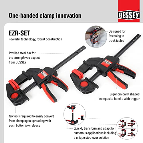 BESSEY EZR-SET, 6 In., One Hand Table/Track Clamp, Multi-Use Bessey