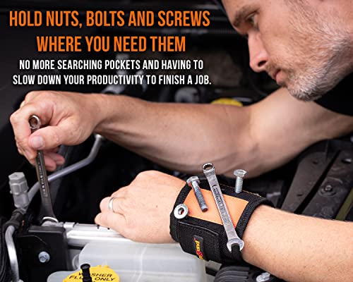 MagBand Magnetic Wristband for Holding Screws, Nails and Drilling Bits - 10 Strong Magnets - Men & Women's Tool Bracelet - Gift Ideas for Dad Husband Magband