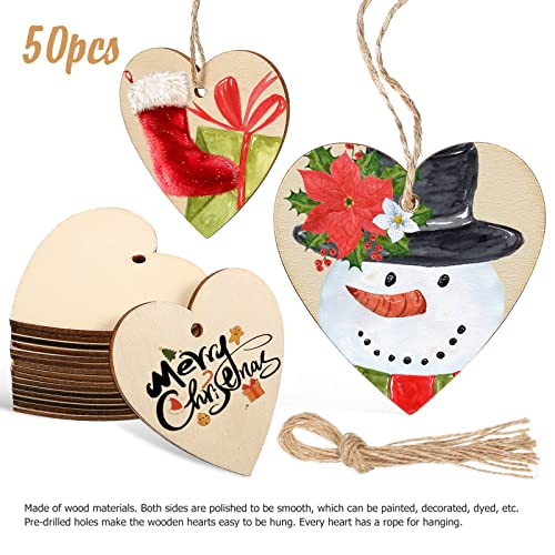 SUPVOX 50pcs Wood Chips Heart-Shaped Wood Chip Wooden Shapes for Easter Wood Discs Blank Wooden Cutout Wooden Heart Tag Unfinished Wood Heart Cutouts SUPVOX