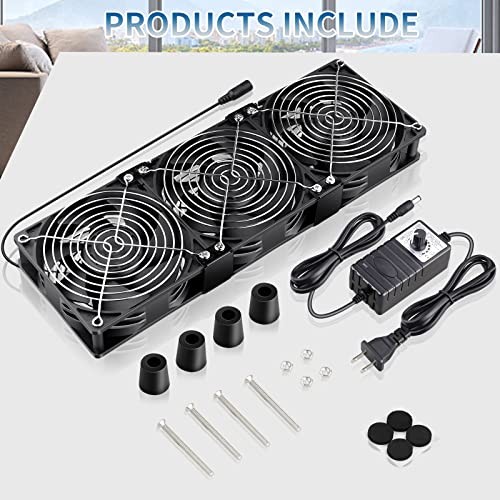 Wathai 120mm x 38mm 360mm Computer Fan with AC Plug, Powerful Exhaust Fan with Variable Speed Controller AC 110V 120V 240V for Windows Greenhouses Wathai