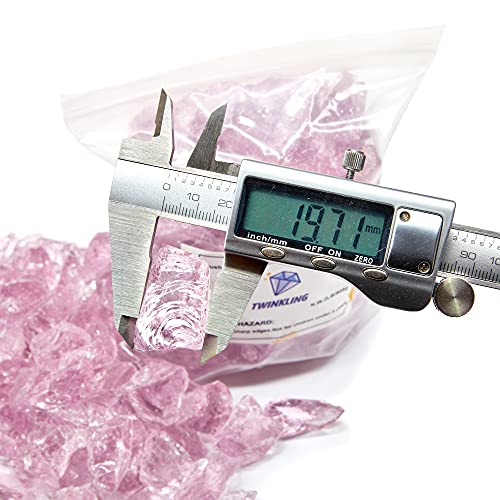 TWINKLING High Luster Fire Glass Gravel Stone,Broken Glass,Fire Pit Glass,Crushed Glass for Fireplace Pit Aquarium Garden Decoration,1-3cm,2-Pound TWINKLING