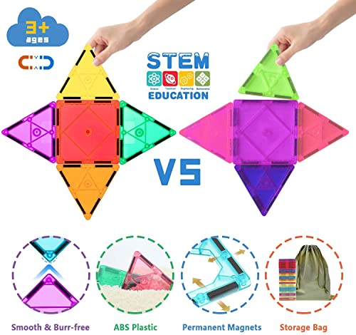 Compatible Magnetic Tiles Building Blocks STEM Toys for 3+ Year Old Boys and Girls Montessori Toys Toddler Kids Gifts Parent Approved Sensory Toys Soyee
