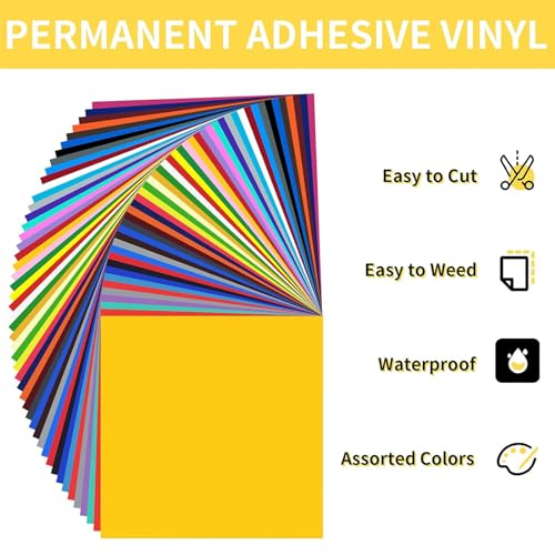 Huaxing Permanent Adhesive Vinyl Bundle - 90 Pack Vinyl Sheets (12”x12”, Glossy, Matte, Metallic) for Most Cutting Machines and Party Decoration, Huaxing