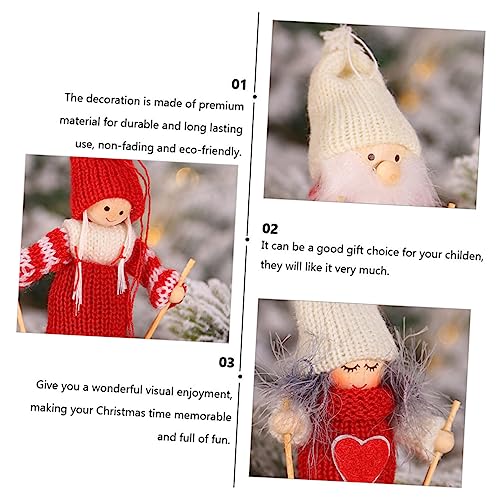 Yardenfun 4pcs Wooden Ski Doll Christmas Tree Decoration Wooden Farmhouse Hanging Crafts Ski Doll Ornament Christmas Tree Hanging Ornaments Yardenfun