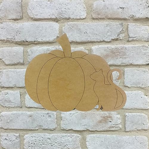 Pumpkin with Cat, Fall Shape, Unfinished Wood Cutout, Paint by Line, Build-A-Cross Build-A-Cross