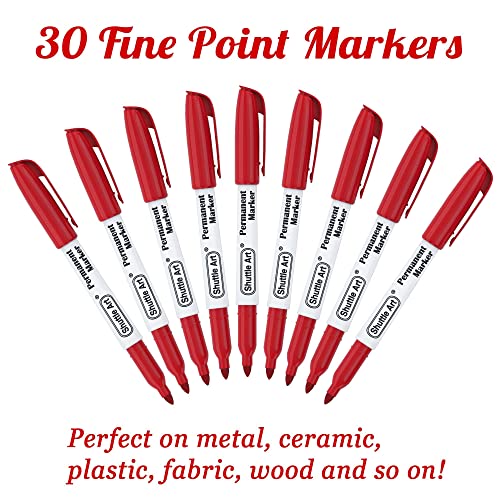 Shuttle Art Permanent Markers Bundle, 30 Pack Black 30 Pack Blue and 30 Pack Red Permanent Marker set,Fine Point, Works on Plastic,Wood,Stone,Metal Shuttle Art
