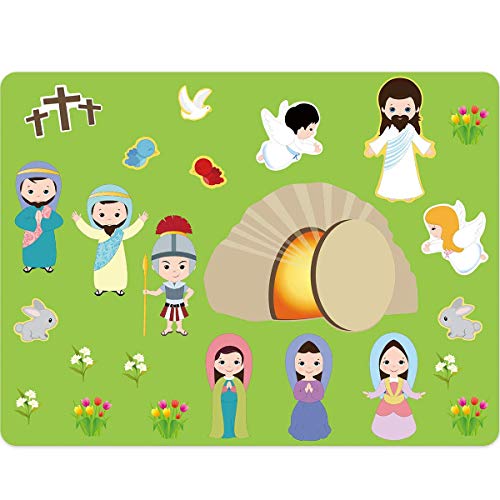 Make an Easter He Lives Sticker Scenes Resurrection Stickers 11 Sets for Kids Indoor Bible Games Activities ceiba tree