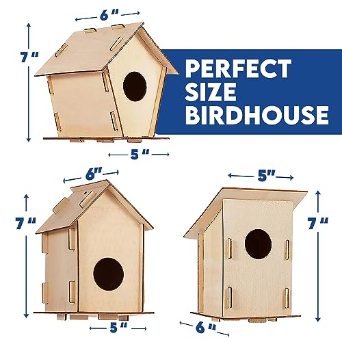 12 DIY Bird House Kits For Children to Build - Wood Birdhouse Kits for Kids to Paint - Unfinished Wood Bird Houses to Paint for Kids - Wood Craft CRAFTY HAPPITOYS