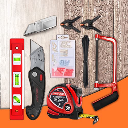 WISEUP Tool Set for Men and Women Heavy Duty,Household Basic Tool Kit for Home Repairing,DIY,Woodworking with 10-Inch Wide Mouth Open Storage Bag WISEUP