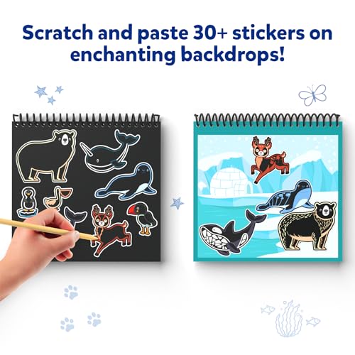 Skillmatics Magical Scratch Art Book for Kids - Animals, Craft Kits & Supplies, DIY Activity & Stickers, Gifts for Toddlers, Girls & Boys Ages 3, 4, Skillmatics