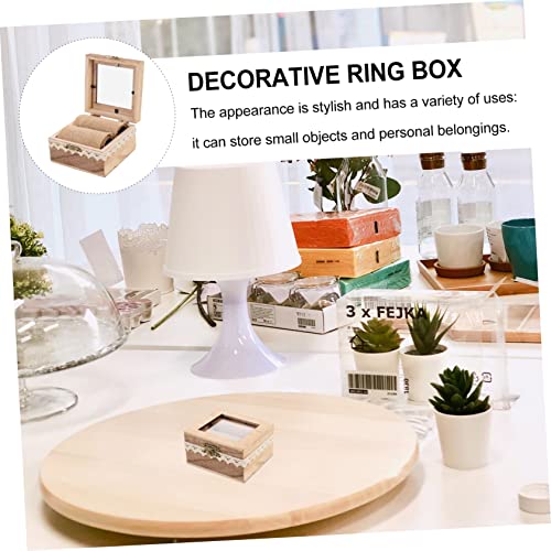 Holibanna Box engagement ring box travel container watch storage case Ring Bearer Cushion Wedding Ring Case unfinished wood necklace ring holder Ring Holibanna