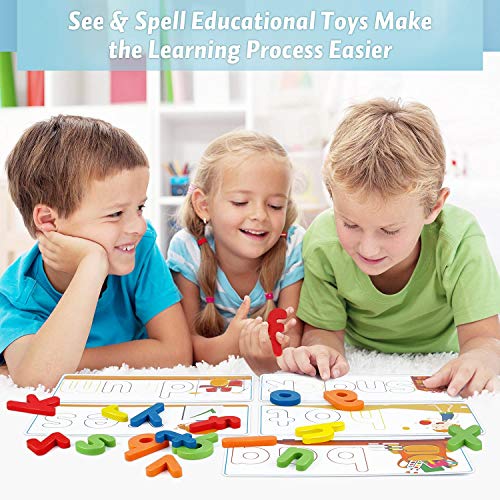 Officygnet See & Spell Learning Educational Toys and Gift for 3 4 5 6 Years Old Boys and Girls - Matching Letter Game for Preschool Kids - 80 Pcs of Officygnet