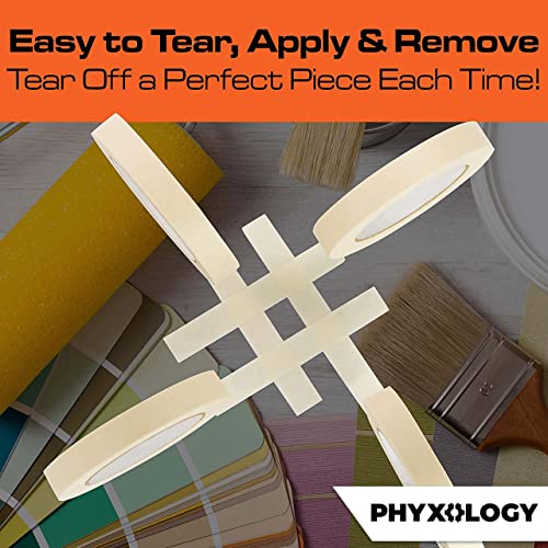 No-Residue 1 In, 60 Yd Masking Tape 1 Pk. Easy-Tear Pro-Grade Removable Painters Tape Great for Home Office or Commercial Contractor. Clean, Phyxology Supply