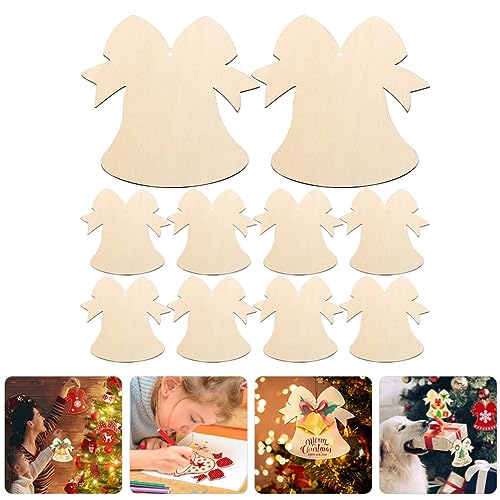 VOSAREA 10pcs Toy Unfinished Wooden Chips Delicate Xmas Pendant Xmas Drawing Pendants Unpainted Xmas Pendants Christmas Wooden Ornaments Unfinished VOSAREA