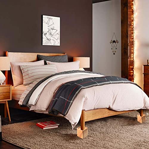 TAICHEUT 6 Pack Wood Bed Risers, 4 Inch Natural Square Dark Wood Furniture Lifters, Heavy Duty Wood Extenders for Beds, Tables, Sofas, Dressers, TAICHEUT