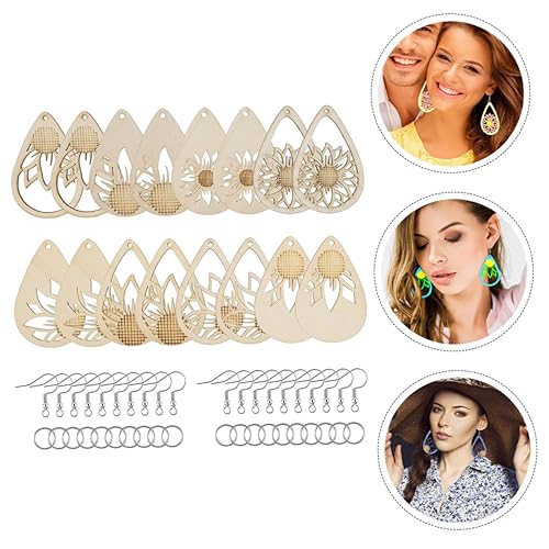 COHEALI 3 Sets Wooden Earrings Unfinished Wooden Earring Making Kit Earring Hooks for Jewelry Making African Jewelry Findings Earring Posts for COHEALI