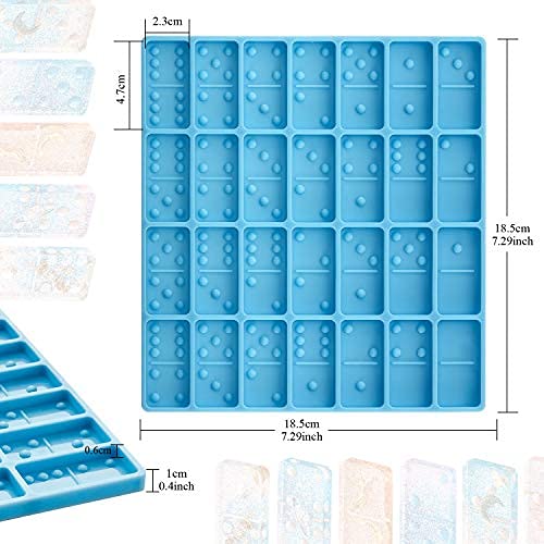 Domino Mold for Epoxy Resin Candy Molds Clay Dominoes 28 Cavities Silicone Pendant Cake Jewelry Making Tool (Blue,125 Gram) Patelai