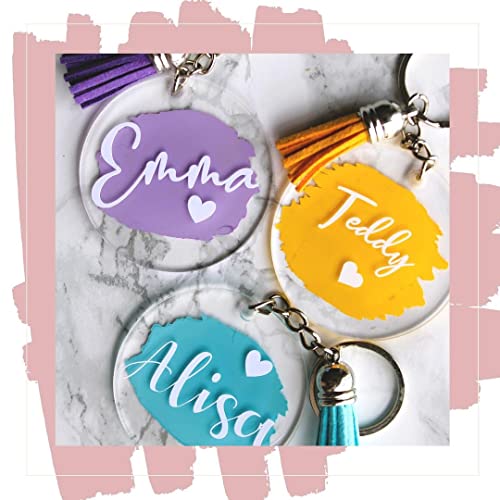 JINMURY 120 Pcs 2 Inch Acrylic Keychain Blanks | Clear Acrylic Circle Discs with Hole, Come with Silver 30 Tassles and 30 Keychain Rings, Perfect for JINMURY