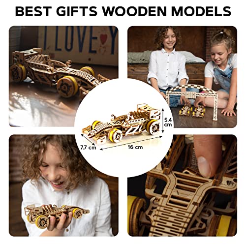 WOODEN.CITY Bolid Car Model Kit 3D Wooden Puzzles - Wooden Models for Adults to Build and Paint It Yourself - Wooden 3D Puzzles for Adults - Model WOODEN.CITY
