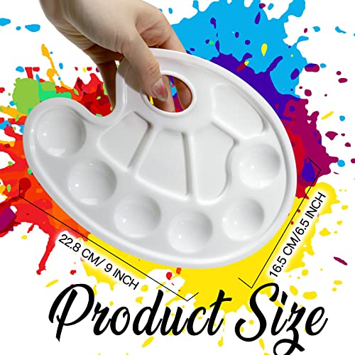 FANDAMEI 20 PCS Oval Paint Tray Palettes, Plastic Paint Tray Palettes, Paint Palettes Paint Pallets with Thumb Hole, for Adults & Kids, for Painting Fandamei
