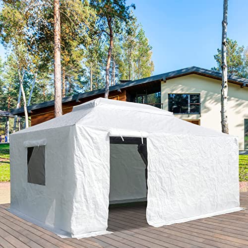 Gazebo Accessories 12' x 20' Universal Winter Cover for Hardtop Gazebos,Enclosed Cover with Sidewalls and Mesh Windows Waterproof(White by domi domi outdoor living