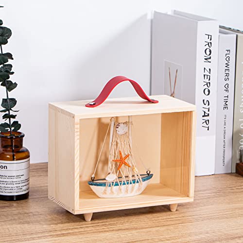 Wooden Display Case for Collectibles, Useekoo Wood Gift Box Storage Container with Handle and Slide Acrylic Lid, Shadow Box Unfinished Rustic Desktop Useekoo