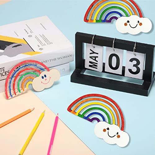 30 Pieces Rainbow Wood DIY Crafts Unfinished Wooden Cutouts Wood Discs Slices for Kid's DIY Projects Spring Summer Christmas Party Decorations (3.9 x JEKEJIAJIU