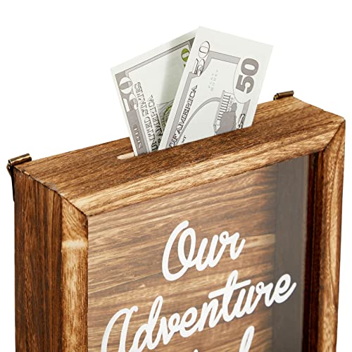 Juvale Our Adventure Fund, Vacation Shadow Box for Weddings, Honeymoon Savings Piggy Bank for Adults (7 x 7 Inches) Juvale