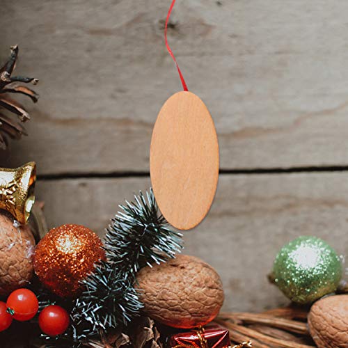 MAGICLULU 60pcs Pieces Oval Wood Trim Unfinished Christmas Wooden Cutout Oval Chips Wooden Slices Ornament Wood Slices Wood Slabs Wooden Craft Shapes MAGICLULU