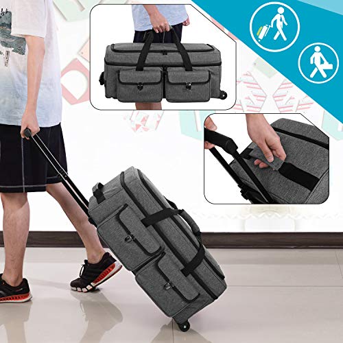 Yarwo Rolling Craft Tote Bag with Wheels Compatible for Cricut Maker, Maker 3, Explore Air 2, Cameo 4, Double Layers Carrying Case for Die Cut Yarwo