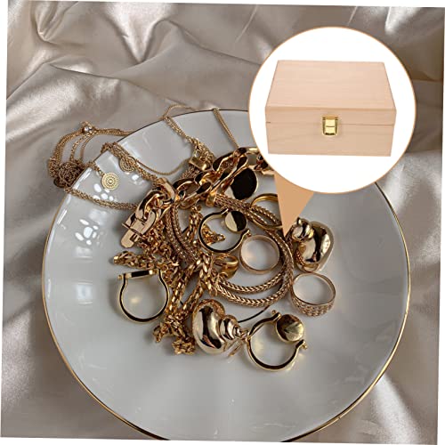 VOSAREA 1pc High-end Storage Wooden Box Wood Diy Craft Case Wooden Jewelry Wood Holder Jewelry Organizer Tray Unfinished Wooden Case Storage Cubes VOSAREA