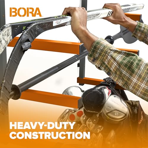 Bora Wood Organizer and Lumber Storage Metal Rack with 6-Level Wall Mount – Indoor and Outdoor Use, In Orange | PBR-001 Bora