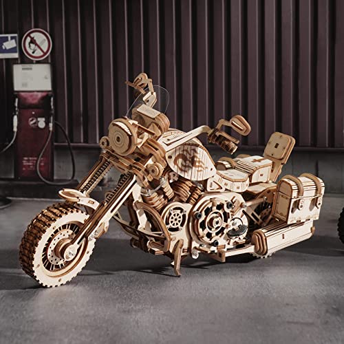 ROKR 3D Wooden Puzzles for Adults 1:8 Scale Motorcycle Model Car Kits to Build - DIY Wood Craft Hobbies for Adults/Men/Women for Teens/Dad/Mom ROKR