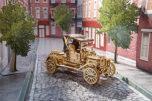 UGEARS Classic Model Car Kit - 3D Puzzles for Adults and Kids with Folding Roof and Functional 4 Cylinder Engine - Model Car Kits for Adults 3D UGEARS