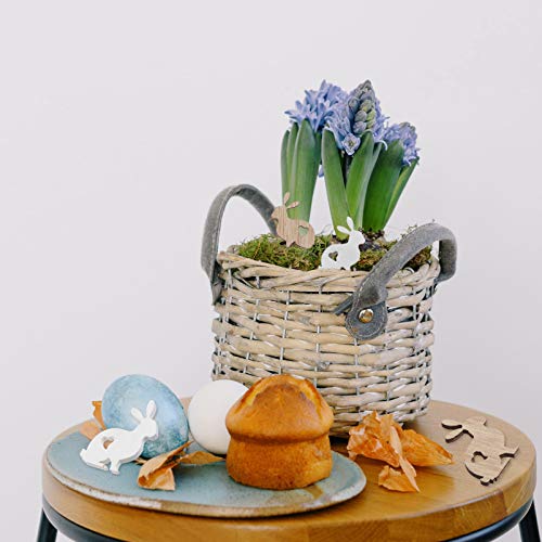 GANAZONO 72Pcs Mini Unfinished Wood DIY Crafts Easter Egg Rabbit Wooden Cutouts Discs Slices for DIY Projects Craft Easter Decor Rabbit GANAZONO