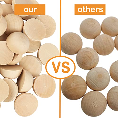 80 PCS 2 Inch Half Wood Balls, Split Wood Balls, Half Wooden Spheres, Half Round Balls, Suitable for Painting, Glass, Various Materials, DIY Jewelry GNIEMCKIN